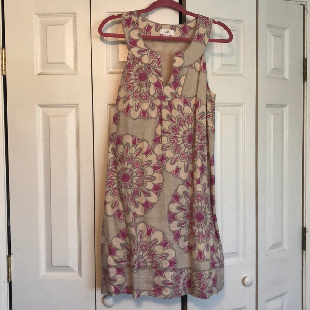 Tan and pink linen sundress